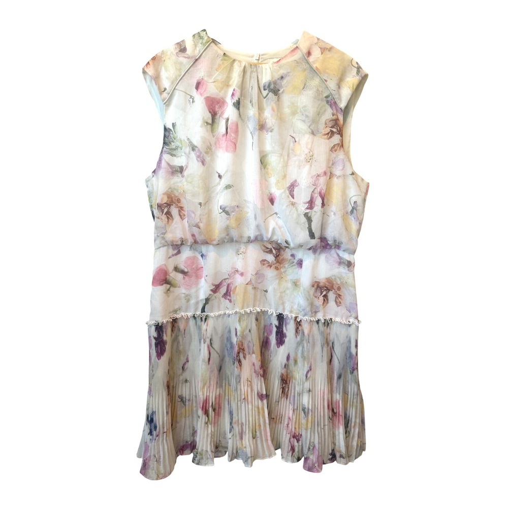 Ted Baker London Saintly Floral Pleated Mini Dress Sz 6 US 16-18 Wedding Guest - Picture 3 of 11